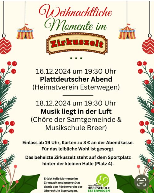 Weihnachtliche Momente im Zirkuszelt