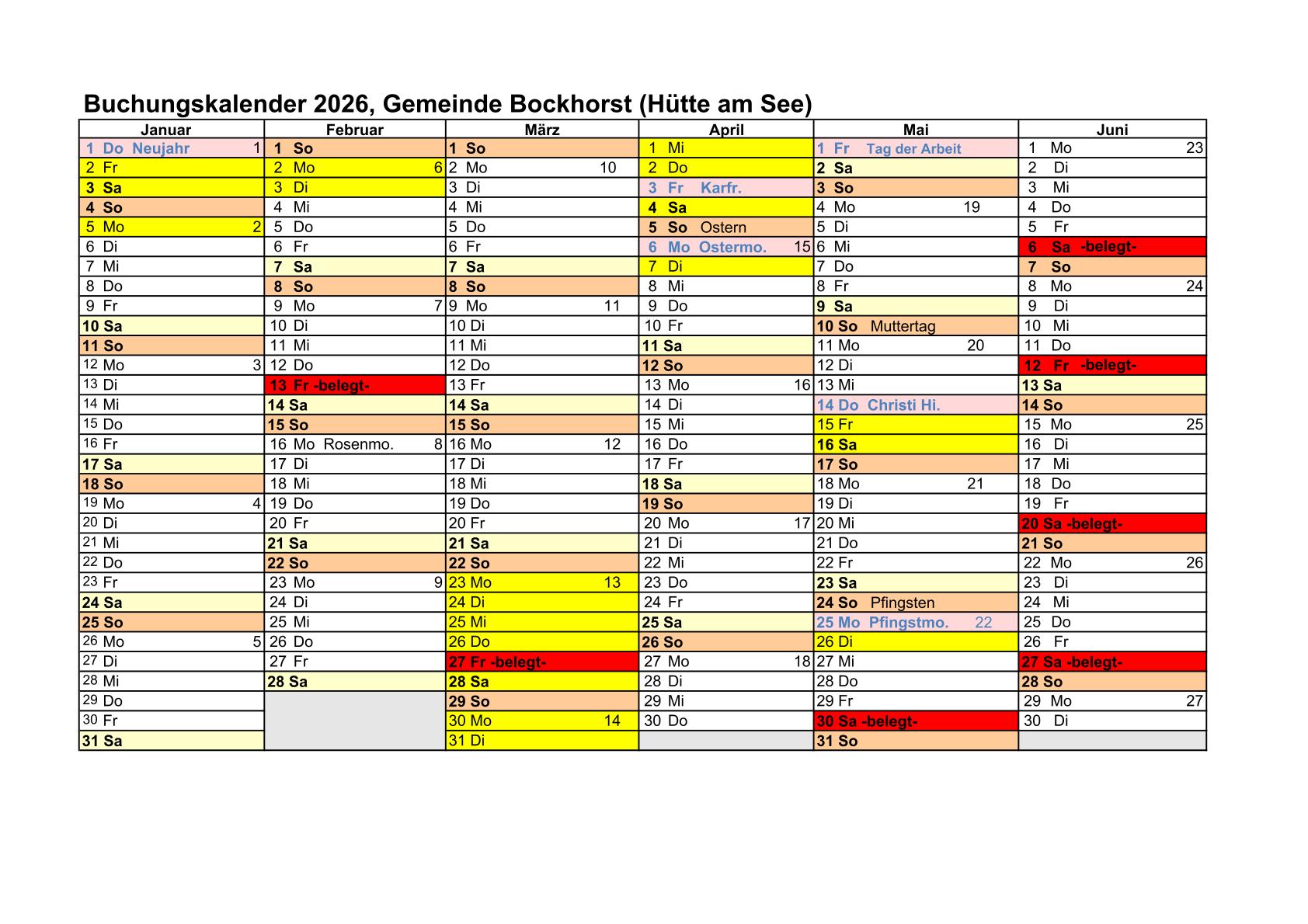 Kalender Februar 2026